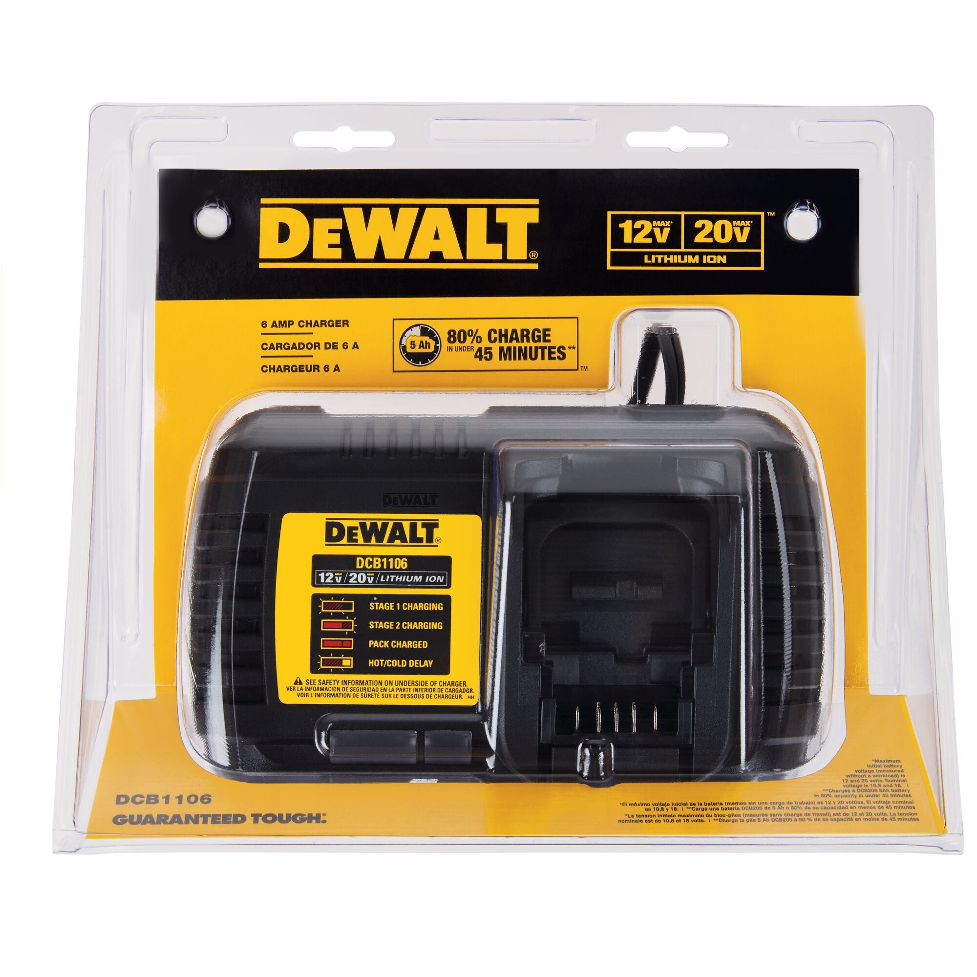 DeWALT 6 Amp Charger 12V,20V, 60V Max 2 Stage Charger