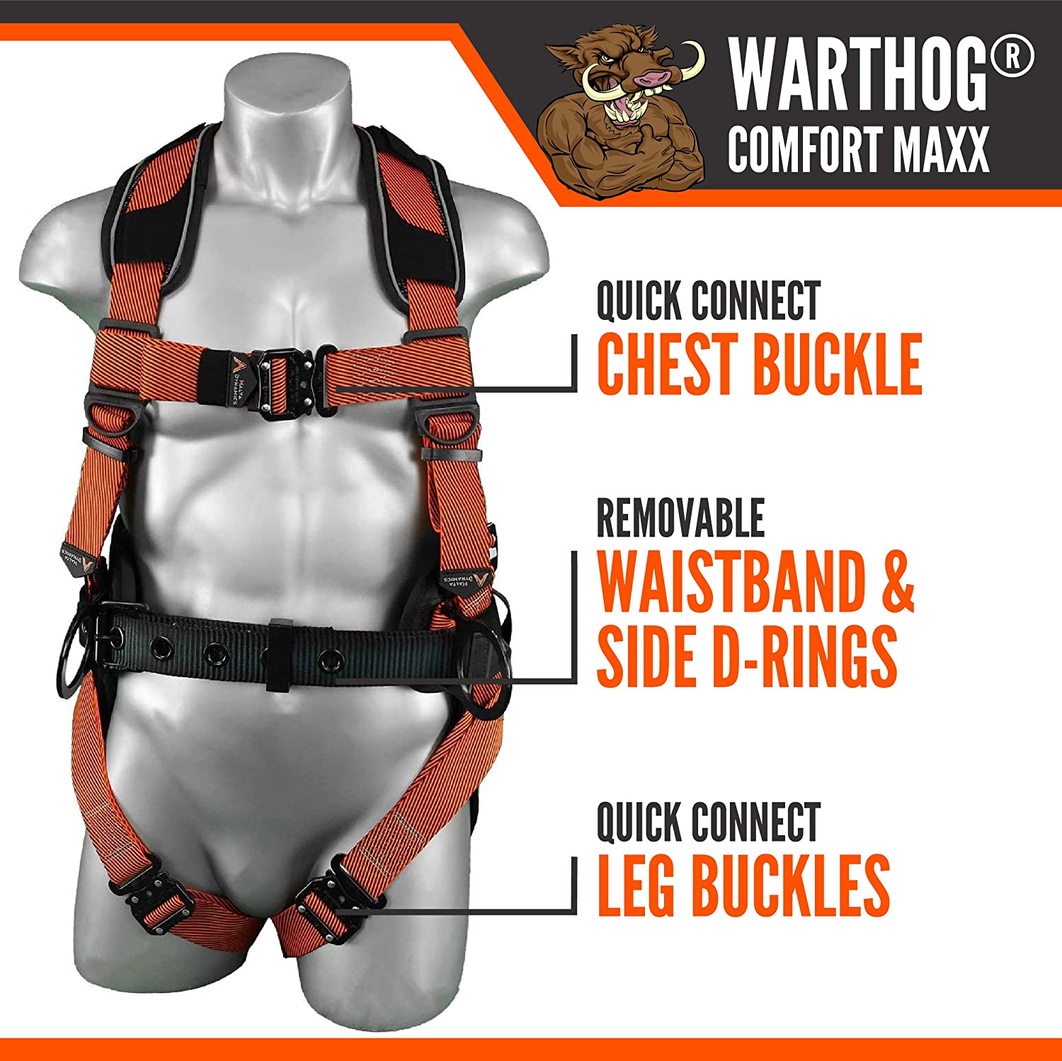 WARTHOG® Comfort Maxx Belted Side D-Ring Harness