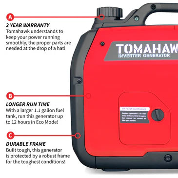 Tomahawk Generator 3.3KW Gas Powered Inverter Portable RG3000i
