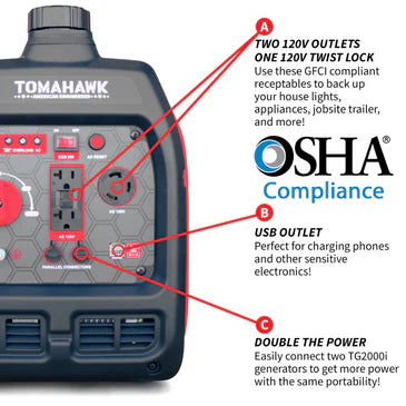 Tomahawk Generator 3.3KW Gas Powered Inverter Portable RG3000i