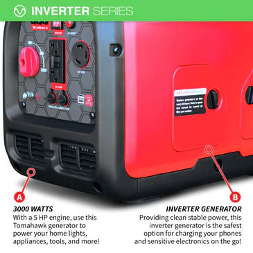 Tomahawk Generator 3.3KW Gas Powered Inverter Portable RG3000i