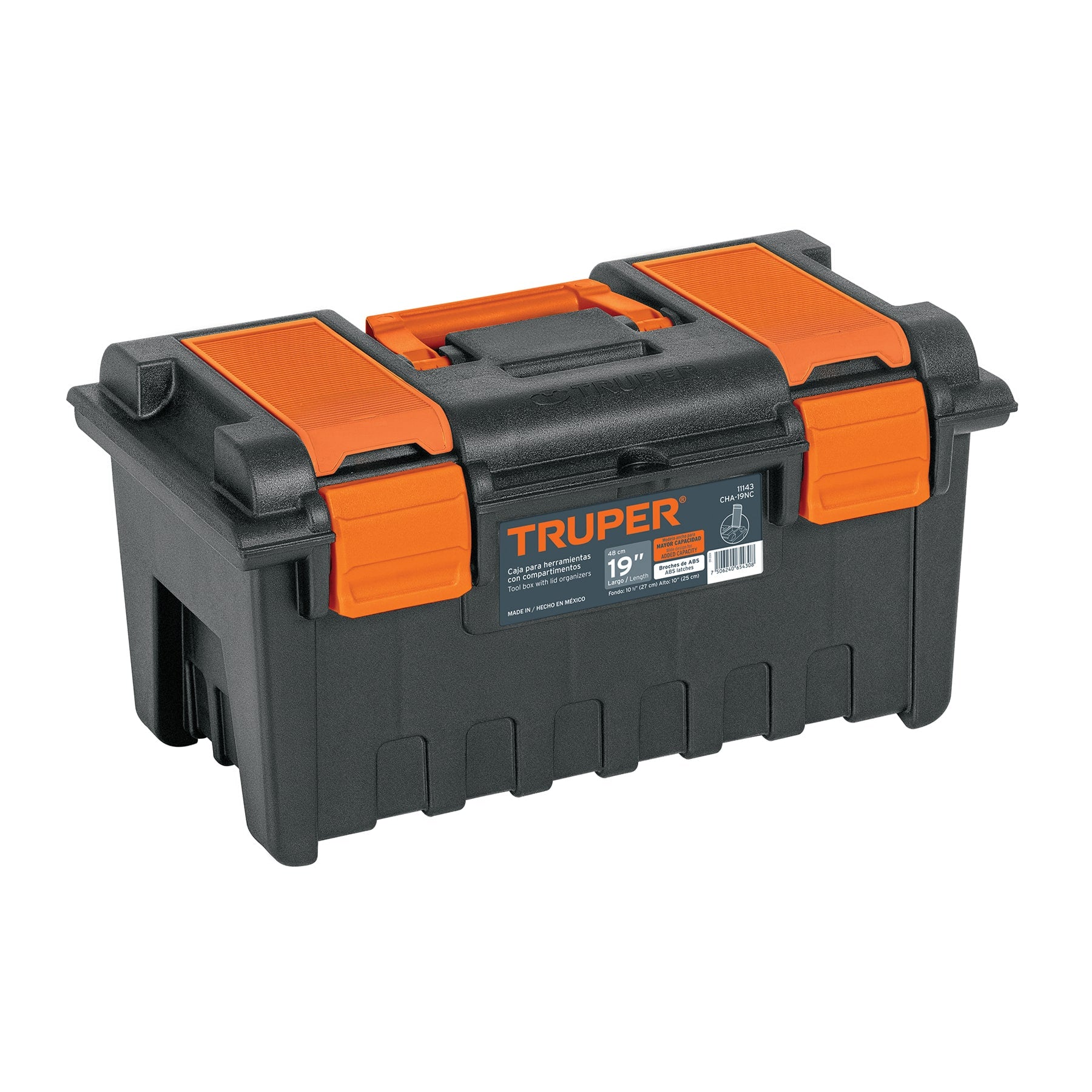 Tool Box 19" w/Lid Organizers and Removable Tray
