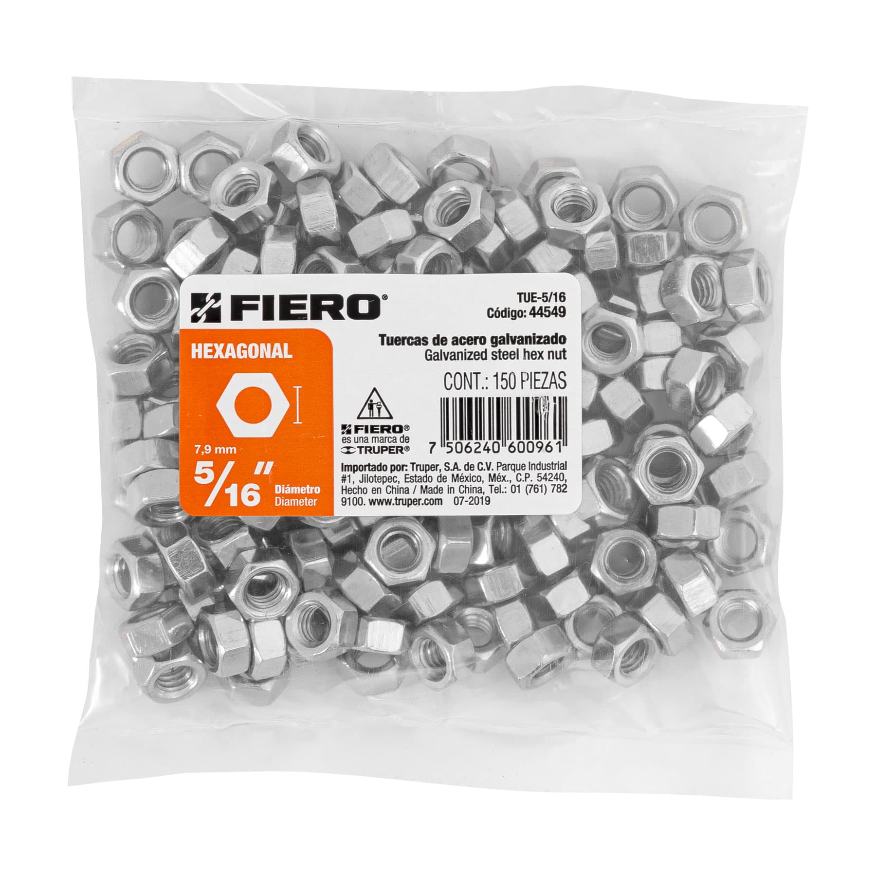 5/16" Hex Nut (Box of 150)
