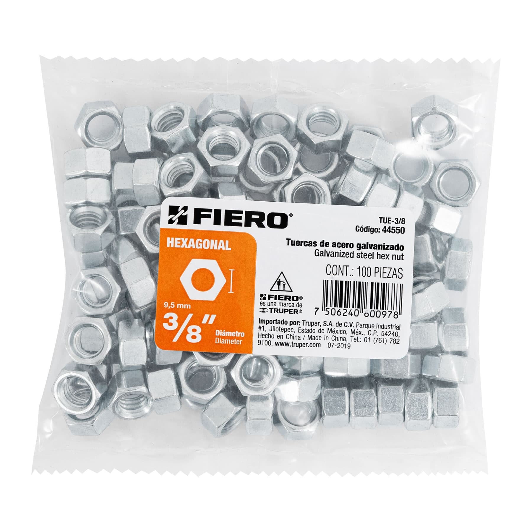 3/8" Hex Nut (Box of 100)