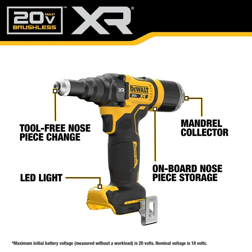 DeWALT DCF403B 20V 3/16" Riveter Kitted with 2.0AH Battery
