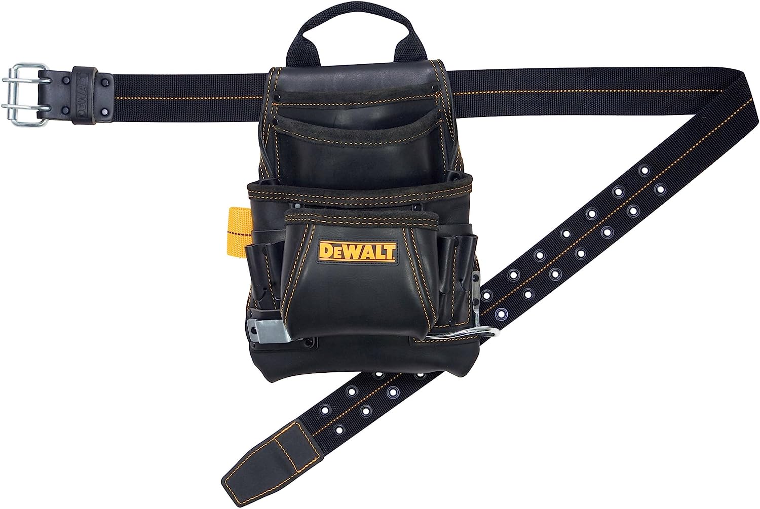 Bolsa y cinturón para herramientas y clavos con 10 bolsillos de cuero para carpintero DeWALT