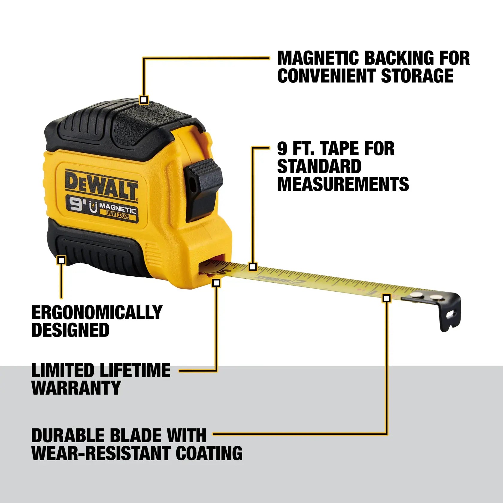 DeWALT 9' Magnetic Tape Measure - WRYKER Construction Supply
