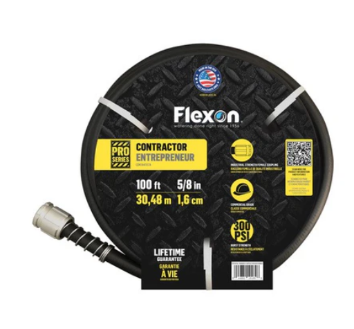 Water Hose Contractor Grade 100 Foot Black 5/8"