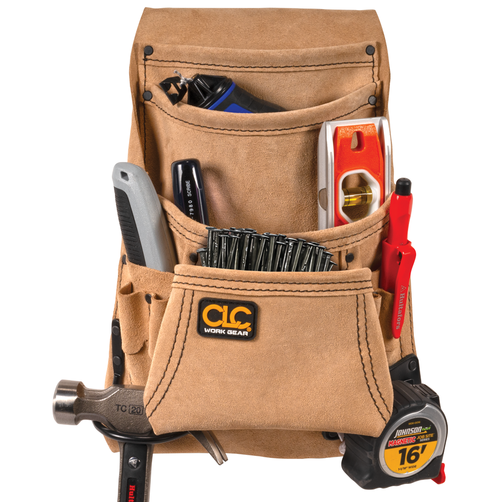 Carpenter's Leather 10 Pocket Nail and Tool Bag and Belt