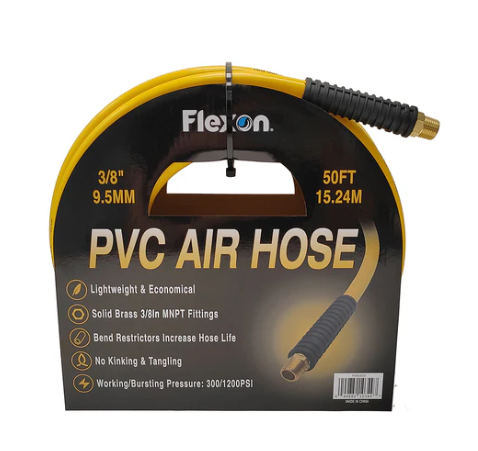 Hybrid Air Hose REd with Brass Fittings, 3/8" MNPT Fitting 50 Foot Voltec