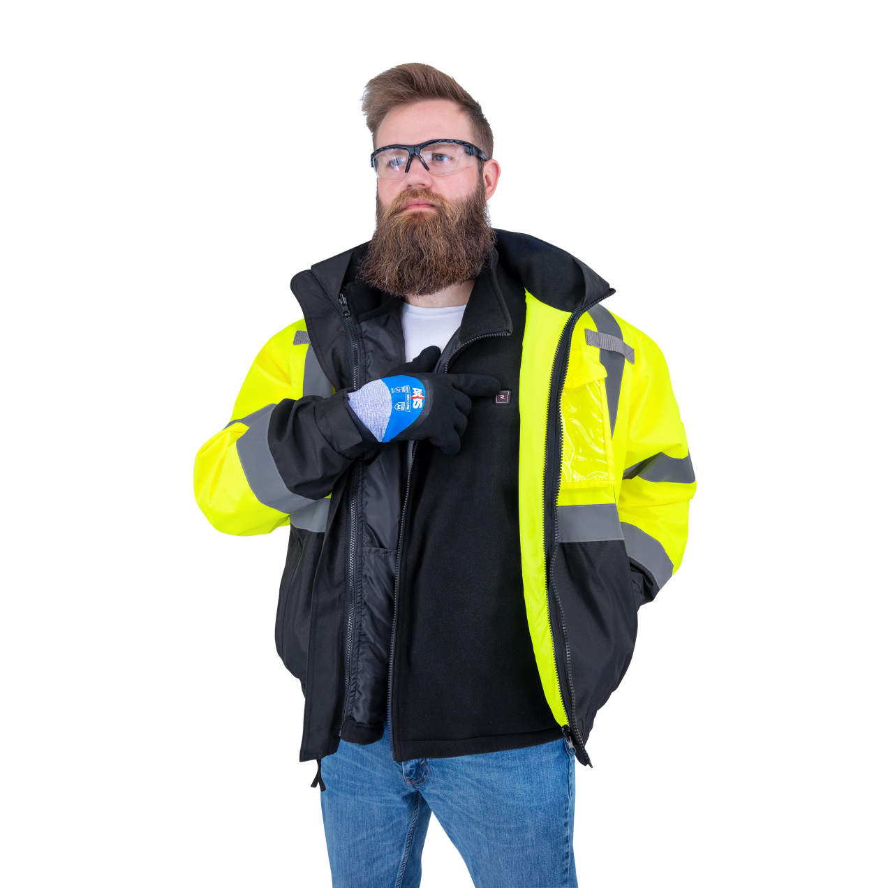 Radians RGH-SJ13 3-in-1 Class 3 Hi-Vis Bomber Jacket with Inner Heated Vest