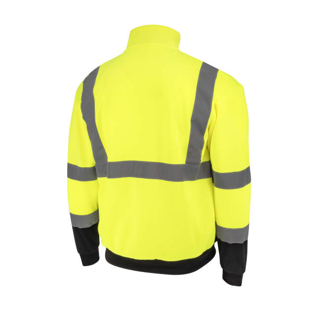 Radians SJ34B-3 Class 3 Color Blocked 1/4 Zip Sweatshirt - Hi Vis Green