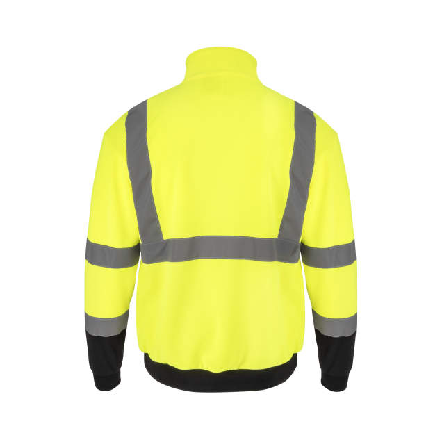 Radians SJ34B-3 Class 3 Color Blocked 1/4 Zip Sweatshirt - Hi Vis Green