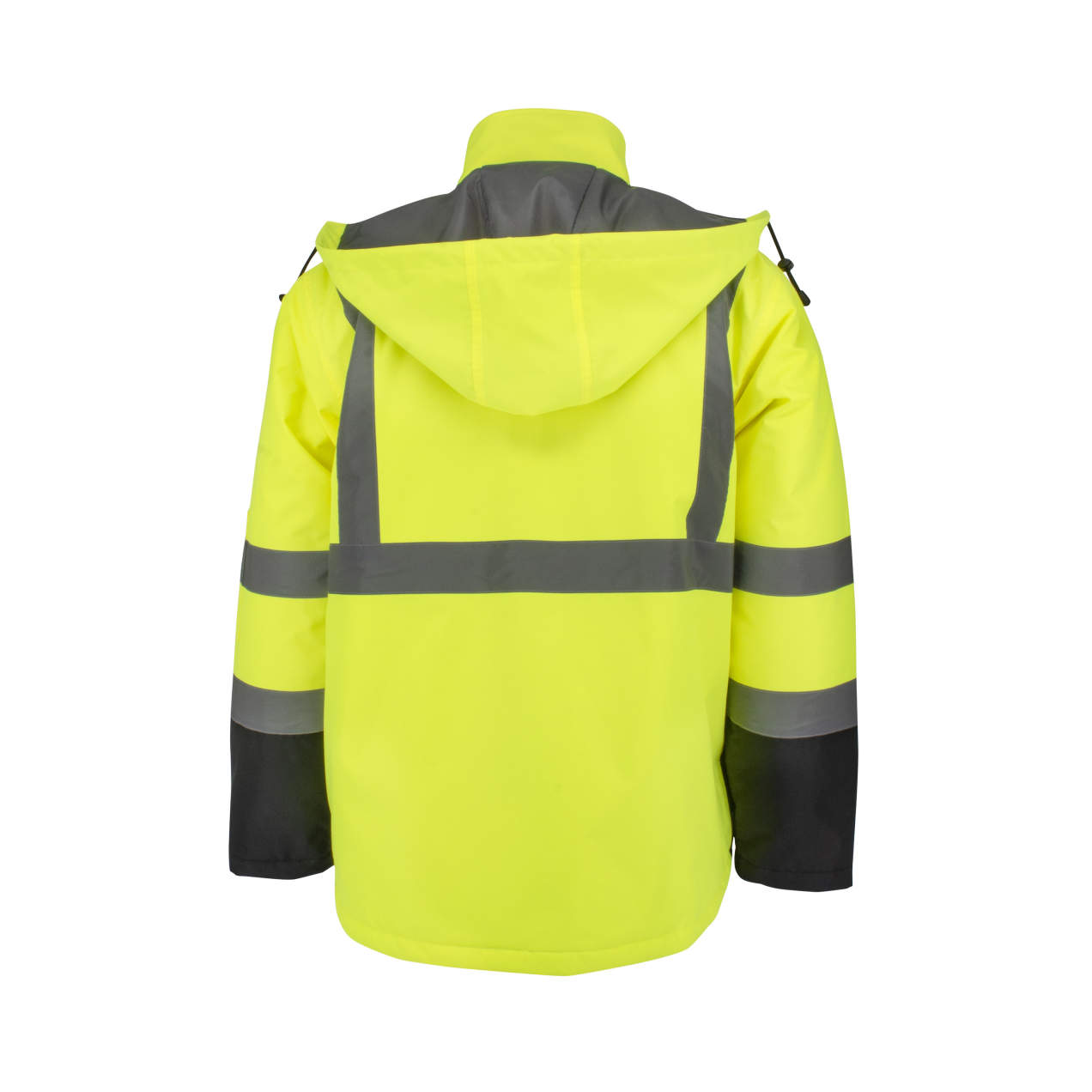 Parka económica verde de alta visibilidad con forro acolchado, clase 3
