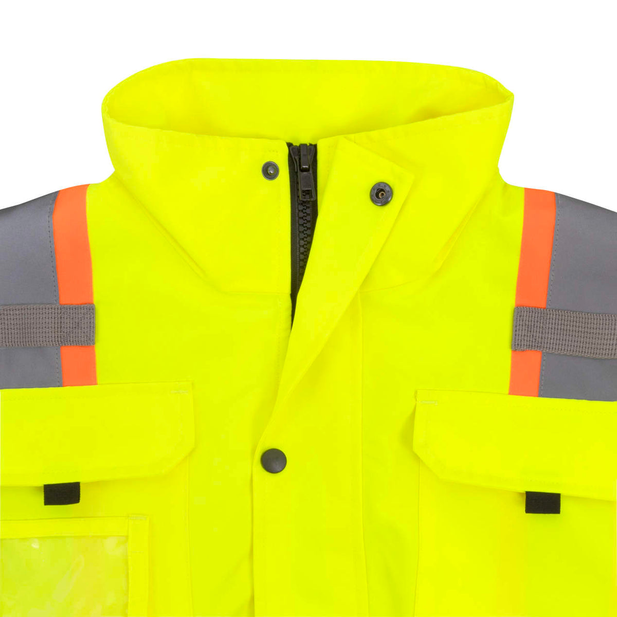 Radians SJ511B Class 3 Hi-Vis Hooded Bomber Jacket with Removable Sleeves - WRYKER Construction Supply