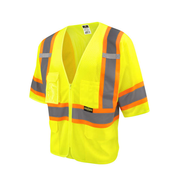 SV232-3 Two Tone Surveyor Type R Class 3 Mesh Safety Vest with Dual Side Zippers