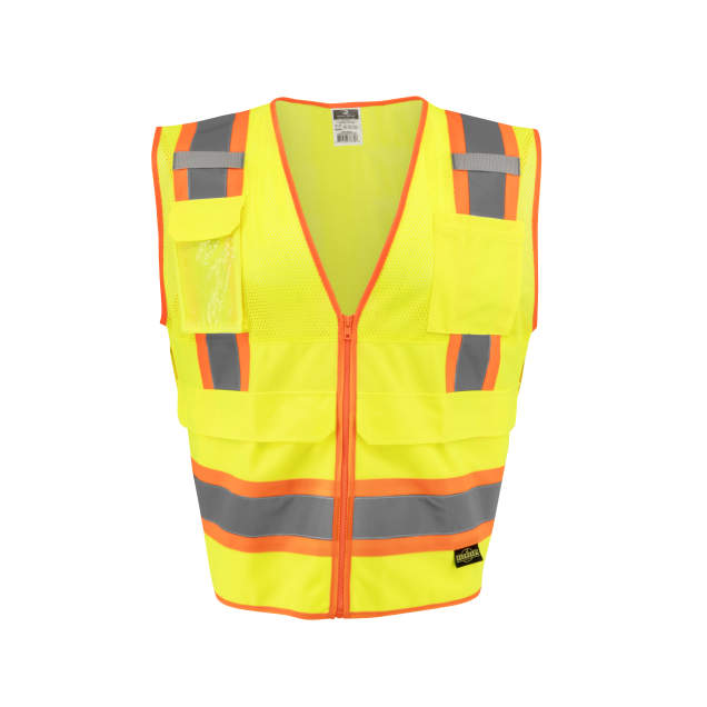 SV69-2 Two Tone Surveyor Type R Class 2 Mesh/Solid Safety Vest with Plan/Tablet Pocket