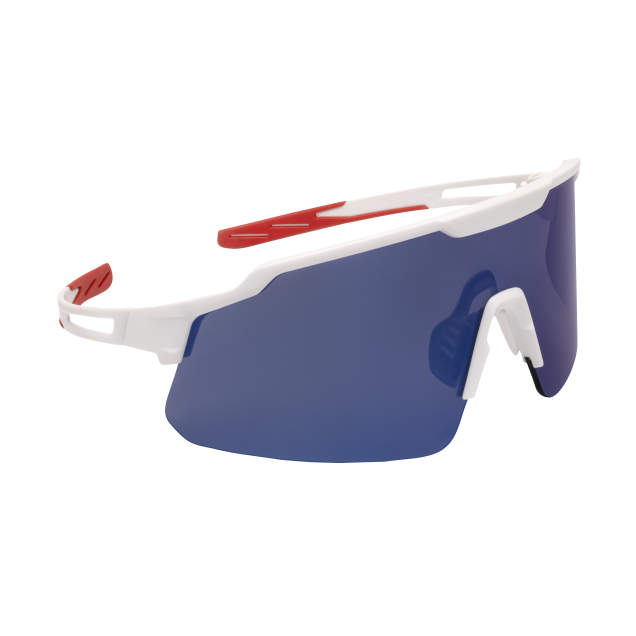 Radians Wydazz™ Half Frame Lightweight Safety Glasses with Extreme Flexible Temples - Red & White Frame / Blue Mirror Lens