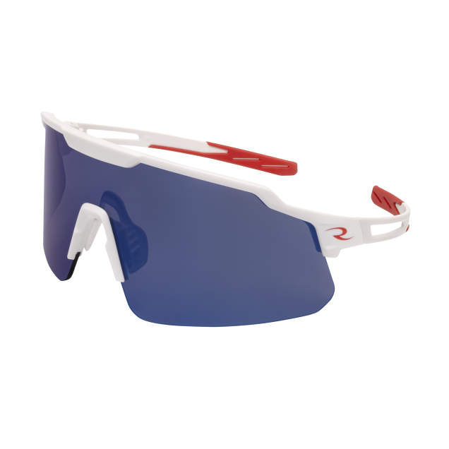 Radians Wydazz™ Half Frame Lightweight Safety Glasses with Extreme Flexible Temples - Red & White Frame / Blue Mirror Lens