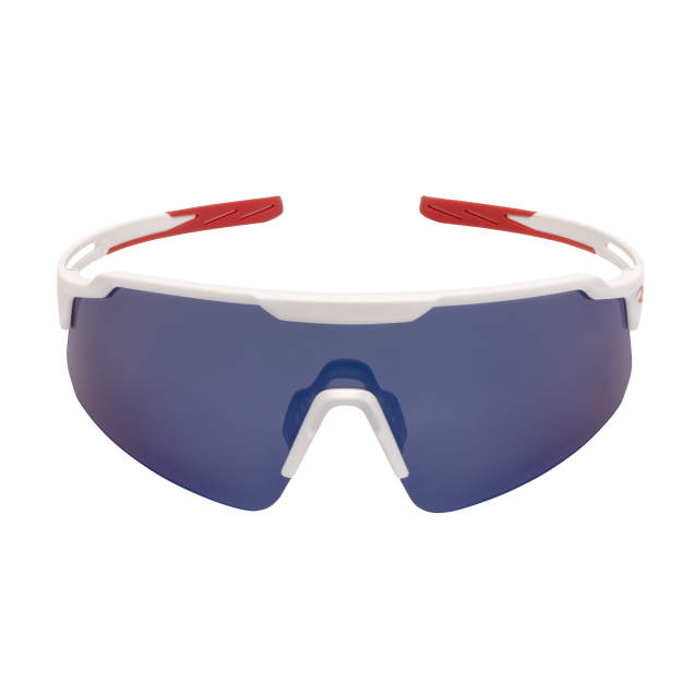 Radians Wydazz™ Half Frame Lightweight Safety Glasses with Extreme Flexible Temples - Red & White Frame / Blue Mirror Lens