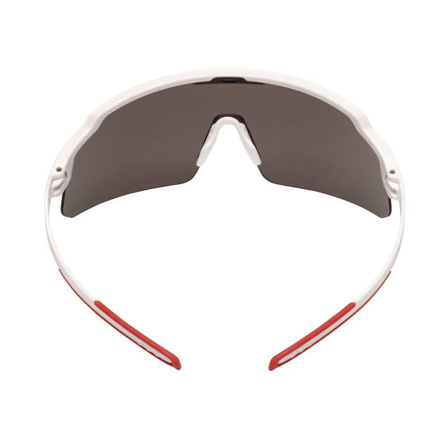Radians Wydazz™ Half Frame Lightweight Safety Glasses with Extreme Flexible Temples - Red & White Frame / Blue Mirror Lens
