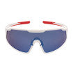 Radians Wydazz™ Full Frame Lightweight Safety Glasses with Extreme Flexible Temples - Red & White Frame / Blue Mirror Lens