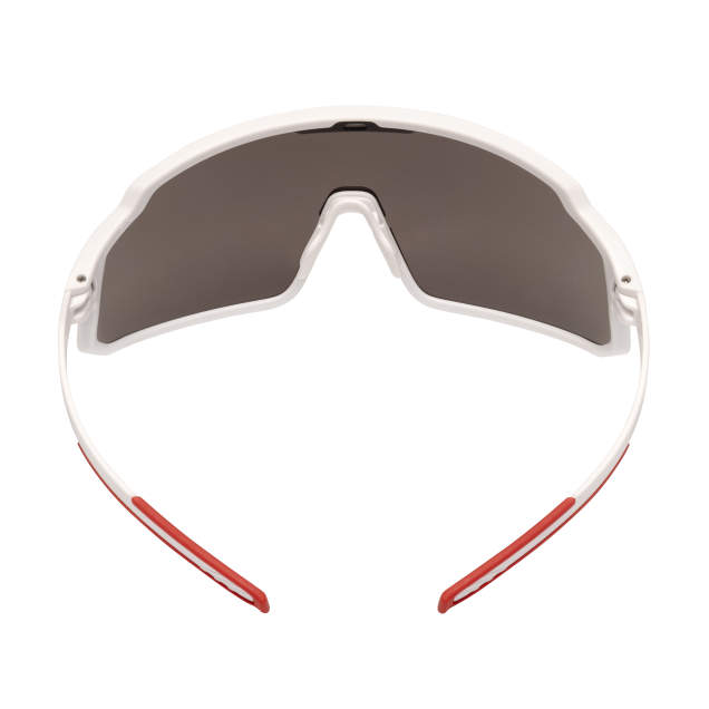 Radians Wydazz™ Full Frame Lightweight Safety Glasses with Extreme Flexible Temples - Red & White Frame / Blue Mirror Lens