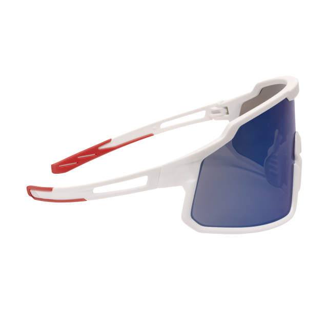 Radians Wydazz™ Full Frame Lightweight Safety Glasses with Extreme Flexible Temples - Red & White Frame / Blue Mirror Lens