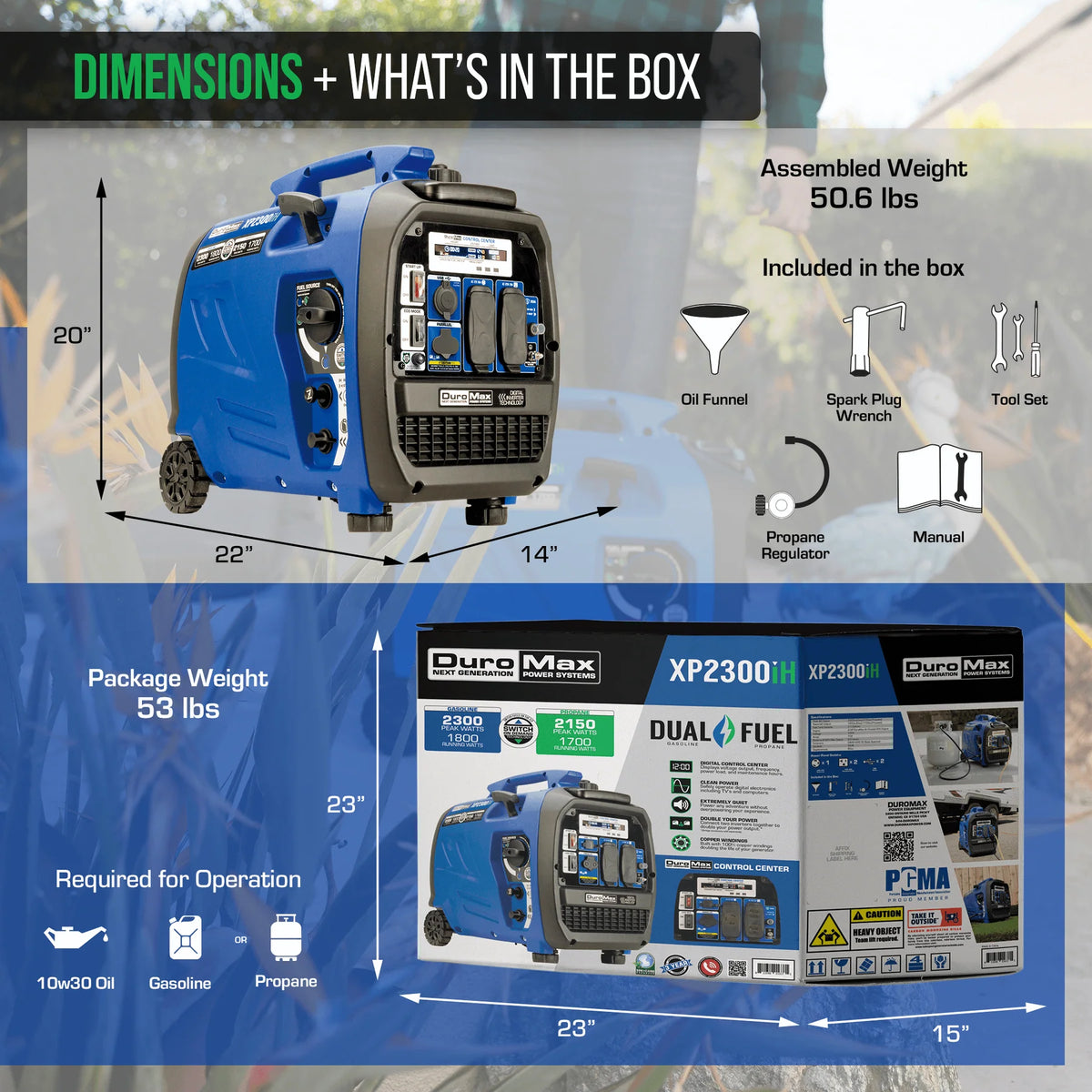 Duromax Generator 2.3KW Gas Powered Inverter Portable XP2300iH
