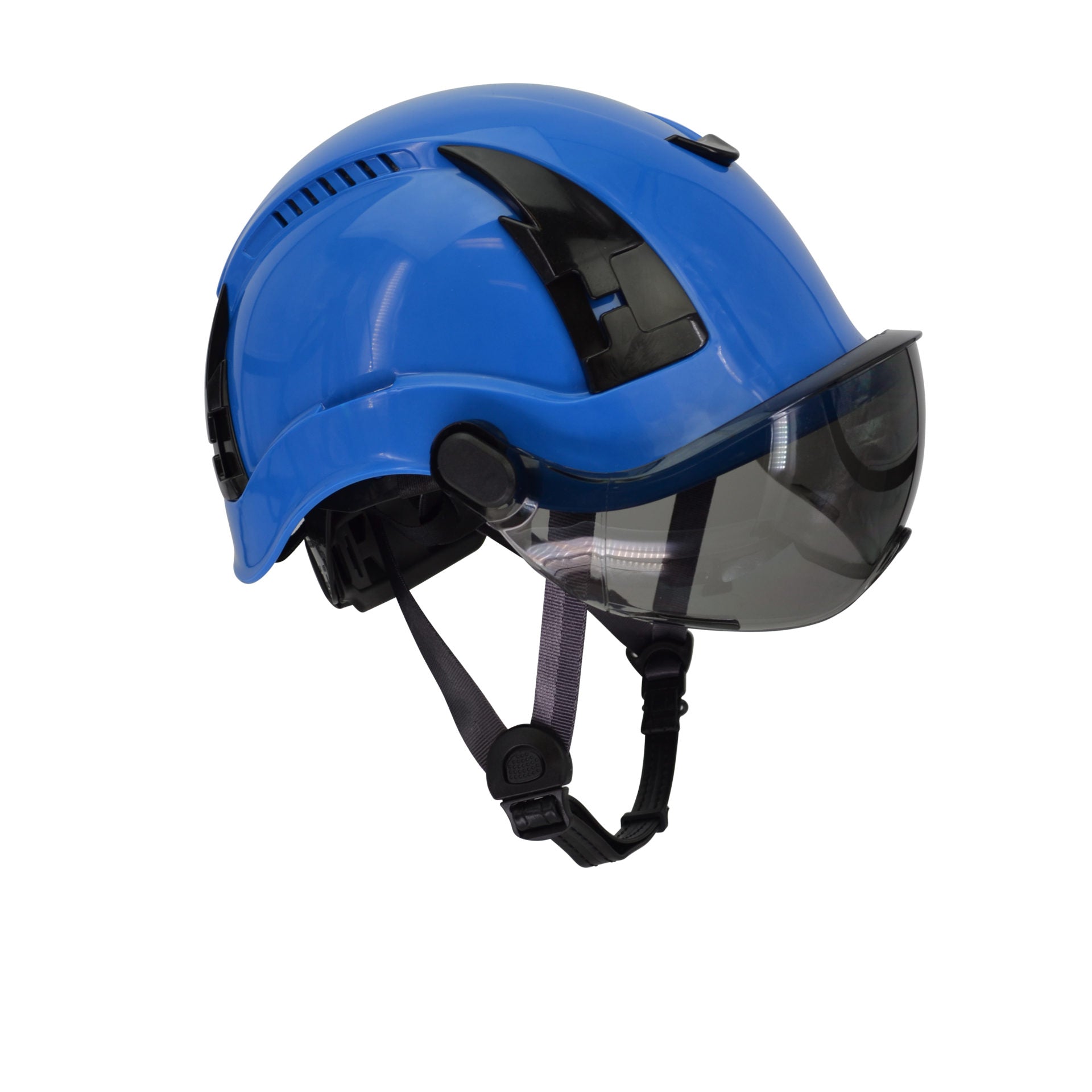 Malta HTBL2002: Type 2 Blue Safety Helmet w/ Tinted Visor