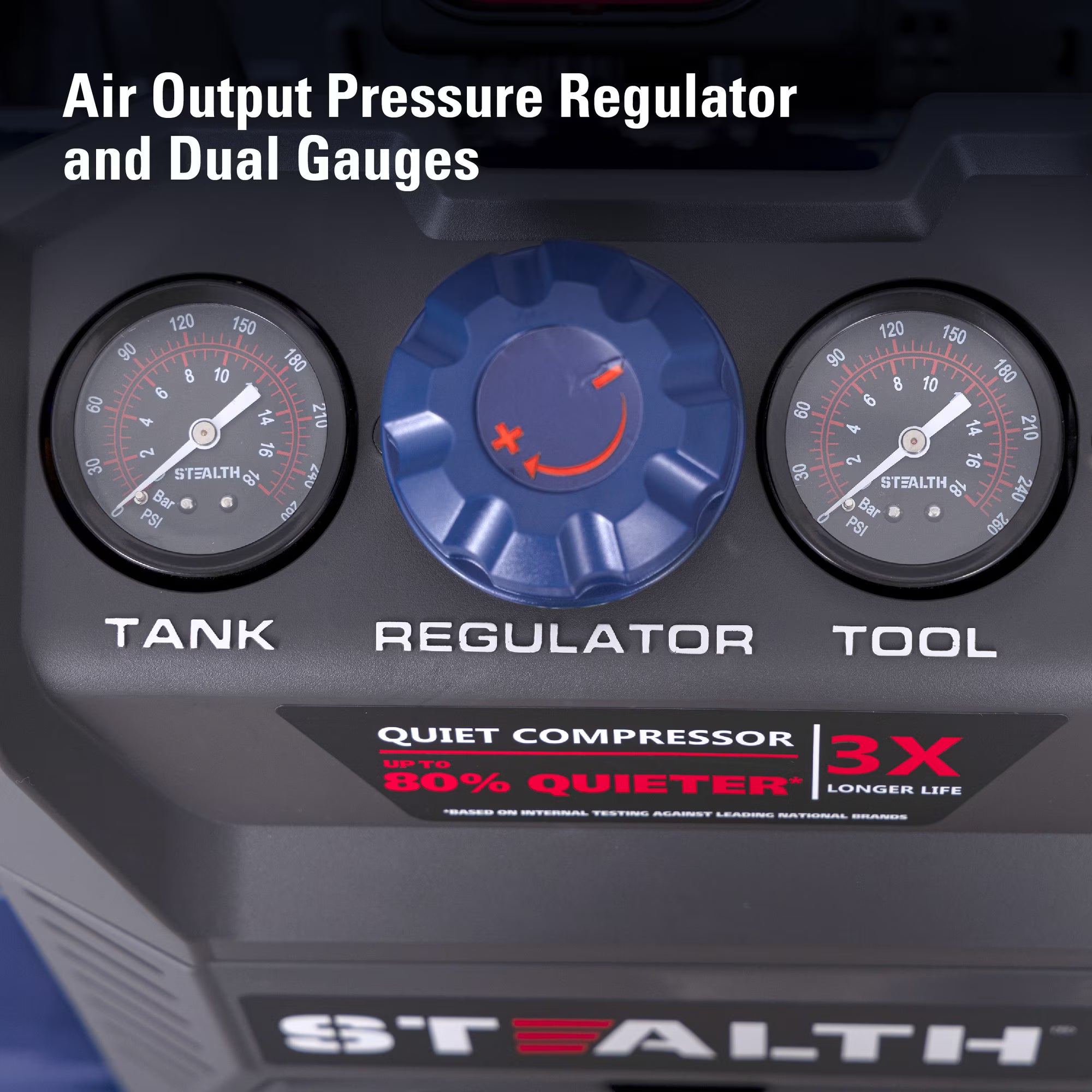 Stealth 4.5 Gallon Double Stack Quiet Air Compressor