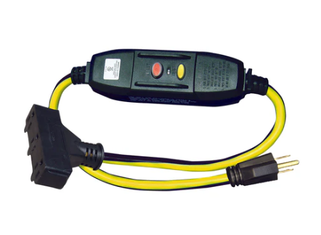 GFCI 15 Amp Inline Manual Reset Water Proof 3 Foot with 3 Power Outlet