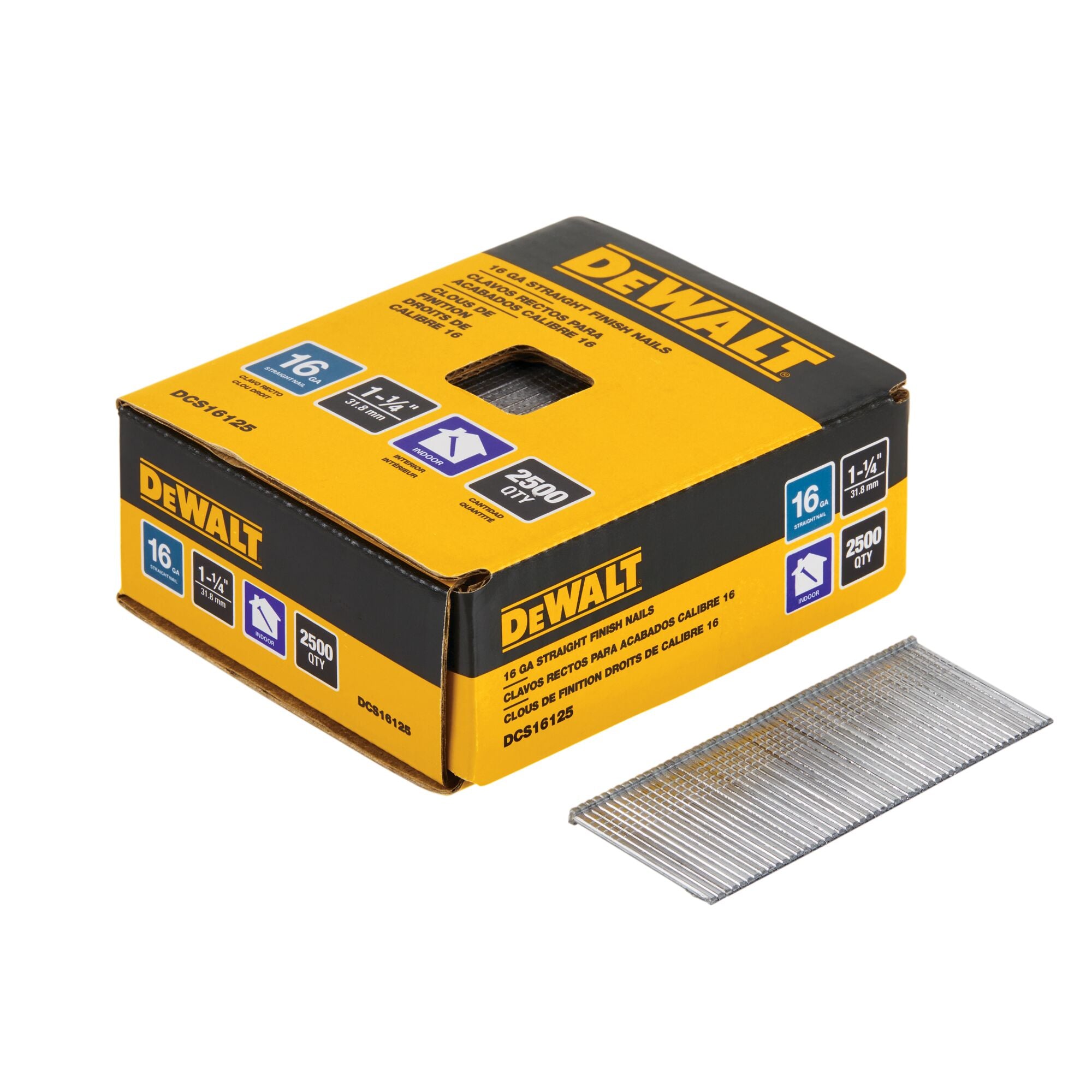 DeWALT Finishing Nails 16 GA 1-1/4" Length (Carton of 2500)