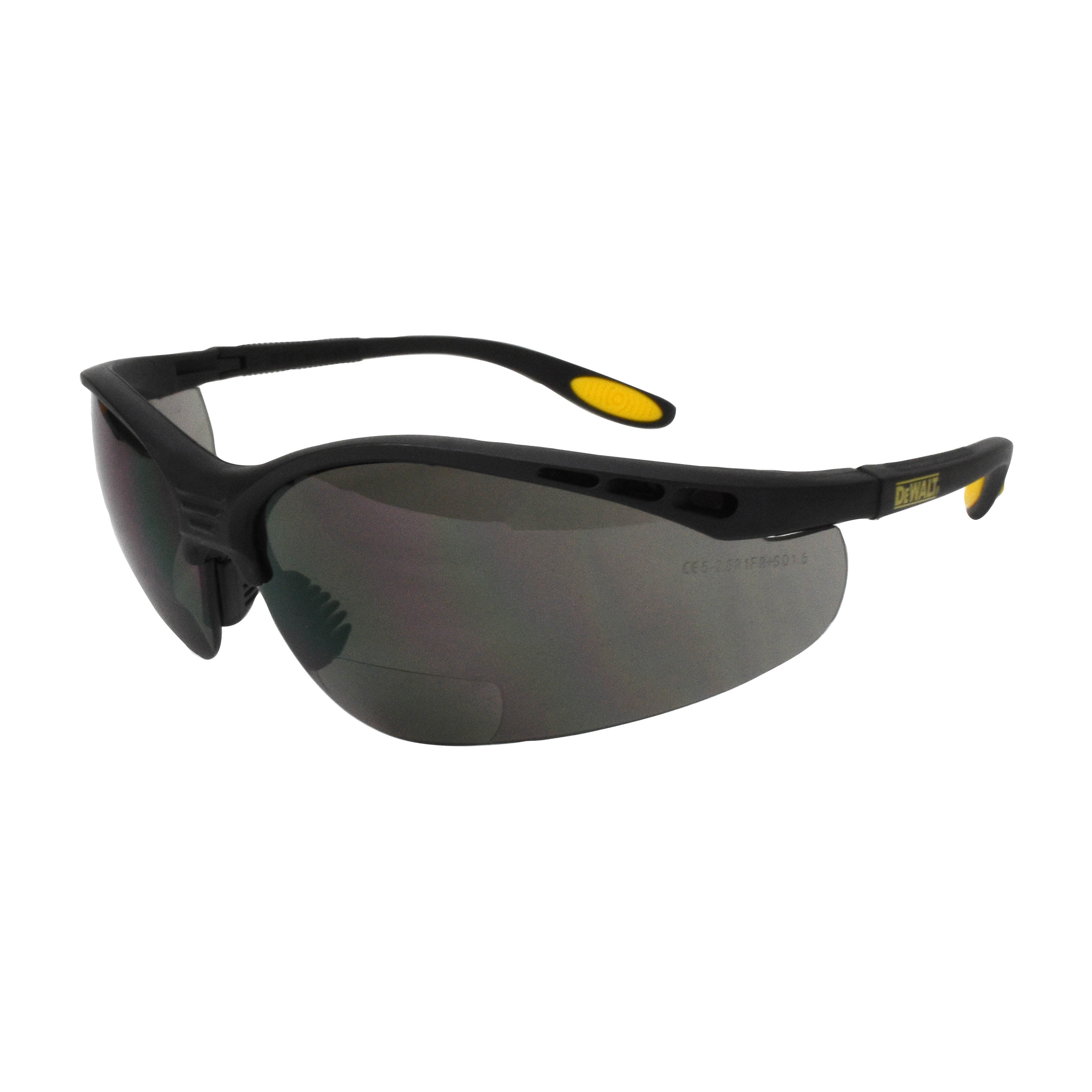 DeWALT Reinforcer Bi-Focal Glasses (Box of 12) - Smoke 1.5 Diopter Black Frame With Protective Sleeve