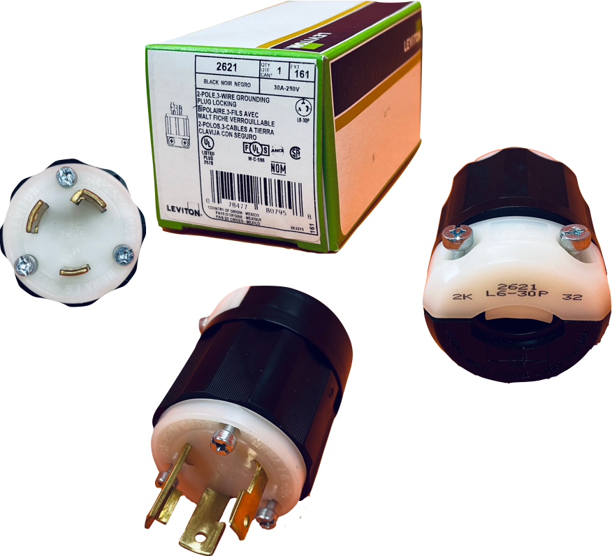 Leviton 2621 Industrial Grade Locking Plug Nema L6-30P, 30 Amp, 250 Volt