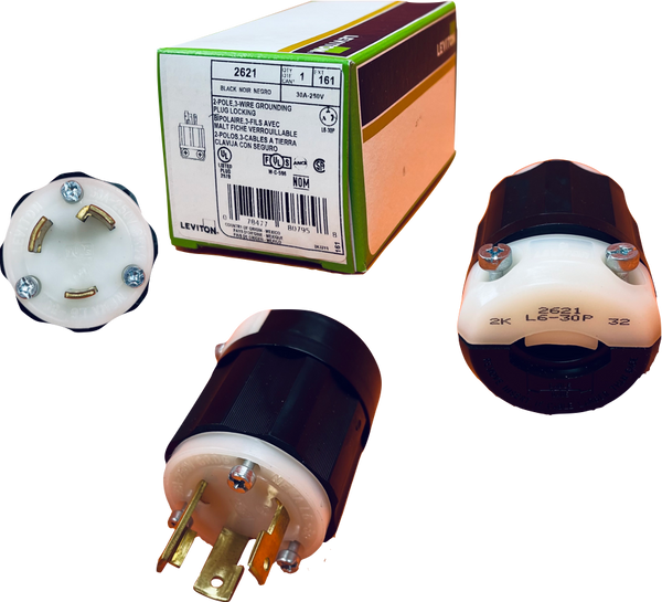 Leviton 2621 Industrial Grade Locking Plug Nema L6-30P, 30 Amp, 250 Volt