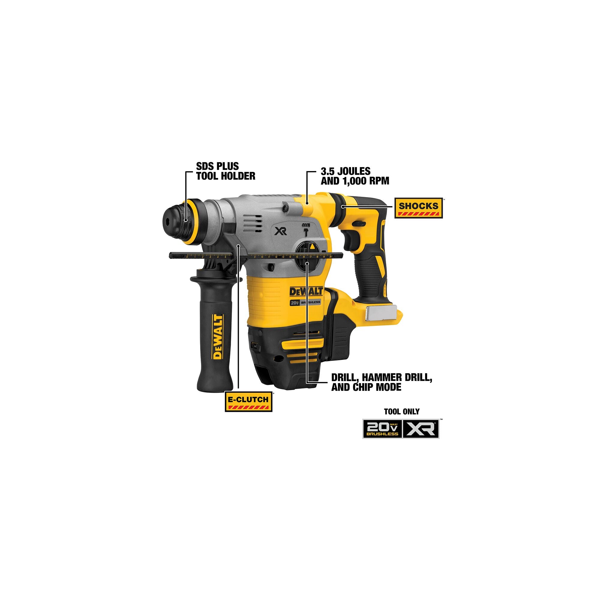 DeWALT DCH293B Hammer Drill SDS Plus 1 1/8" 20 Volt Tool Only