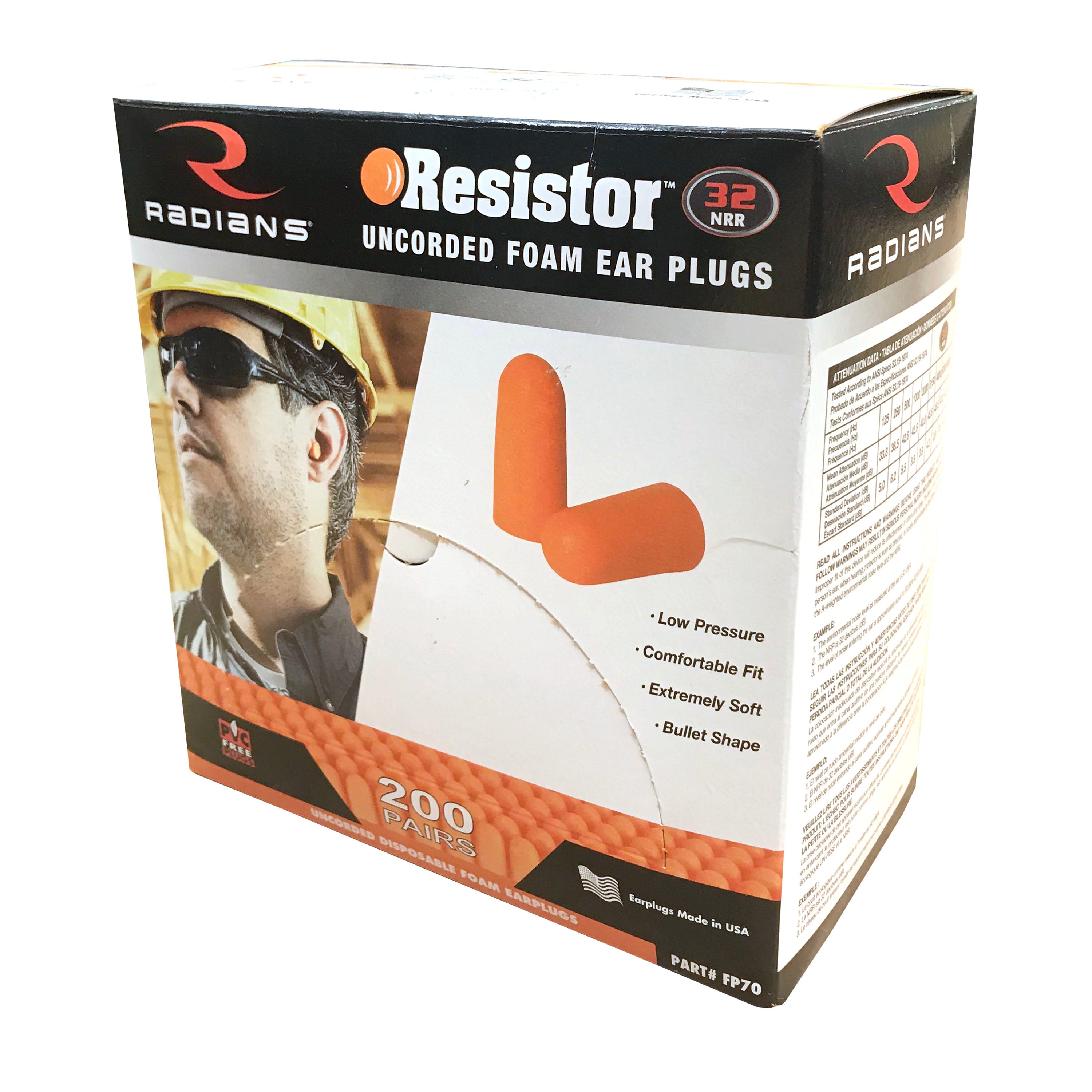 Resistor® 32 Disposable Foam Earplugs - Uncorded