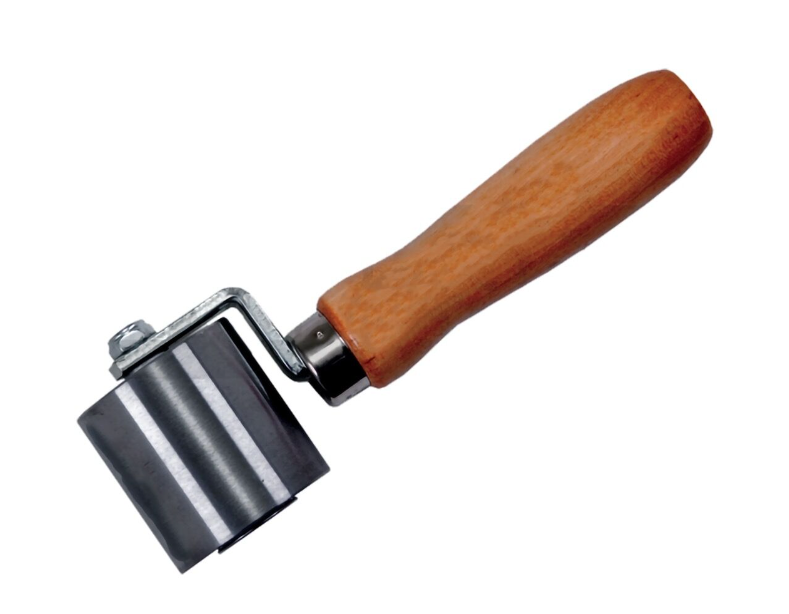 Everhard Seam Roller | 2" X 2"  Single Fork Steel Roller | 5" Wood Handle