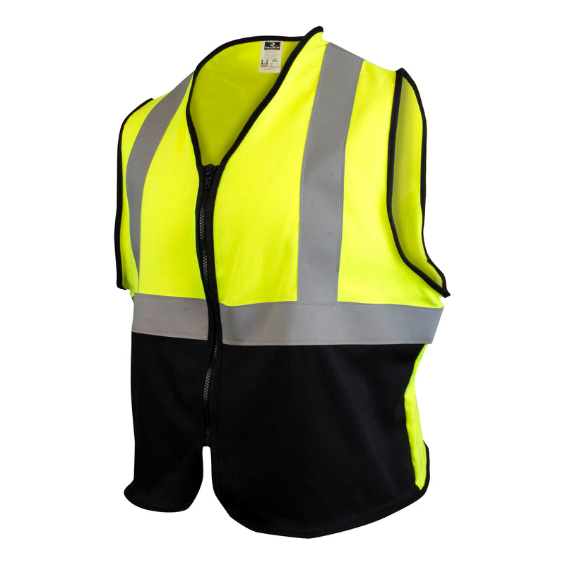 Green Color Blocked FR Vest Solid 5.5 Oz DH Cat 1 Class 2