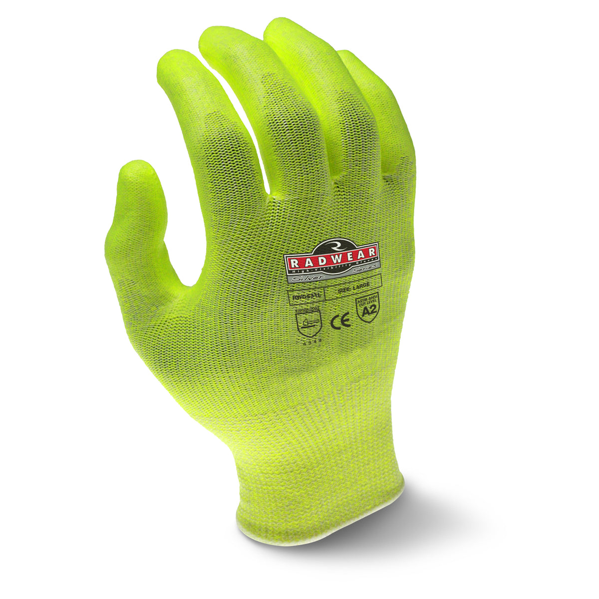 RWG531 Guante de agarre de alta visibilidad Radwear® Silver Series™ con protección contra cortes nivel A2 (paquete de 12)