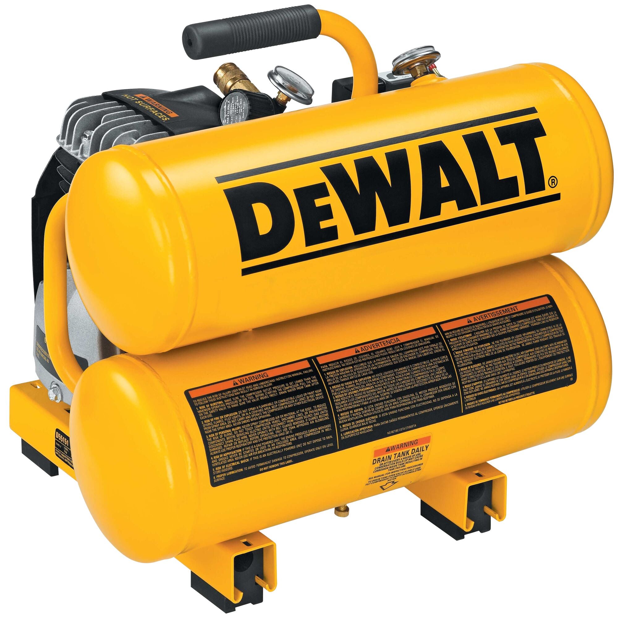 DeWALT D55151 Air Compressor 4 Gallon Trim 125 PSI Max