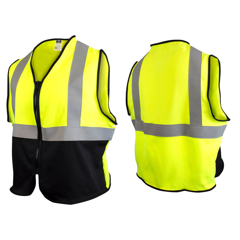 Green Color Blocked FR Vest Solid 5.5 Oz DH Cat 1 Class 2
