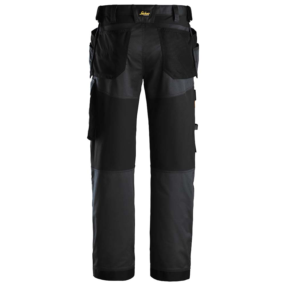 Pantalones de trabajo AllroundWork elásticos y holgados + bolsillos tipo funda (negro/negro)