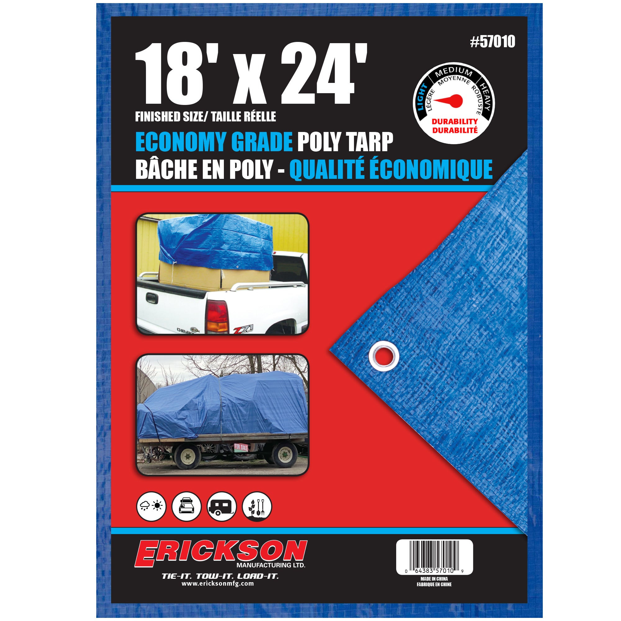 Light Weight (4 MIL) Blue Waterproof Tarp 18'X24'