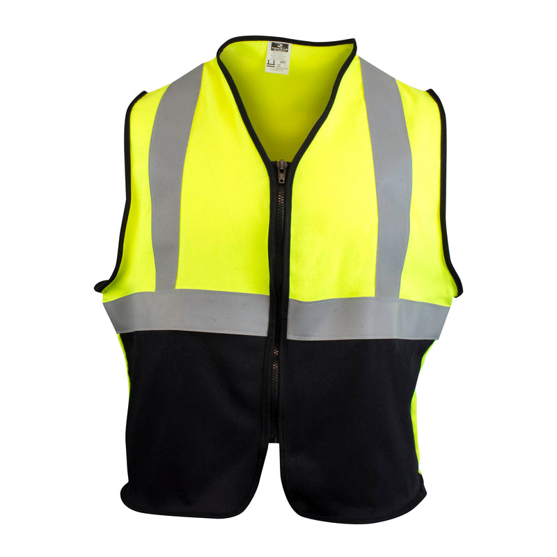 Green Color Blocked FR Vest Solid 5.5 Oz DH Cat 1 Class 2