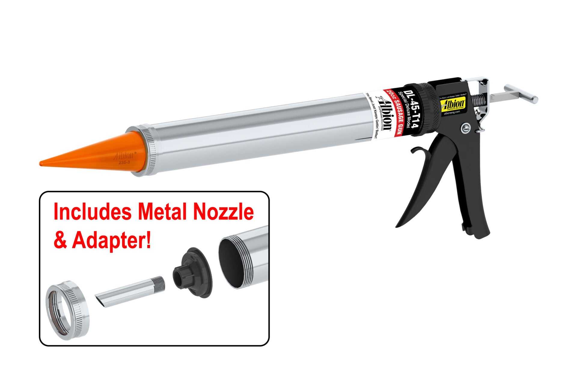 20oz Core Special Deluxe Manual Sausage and Bulk Gun w/ Orange Cone Nozzles