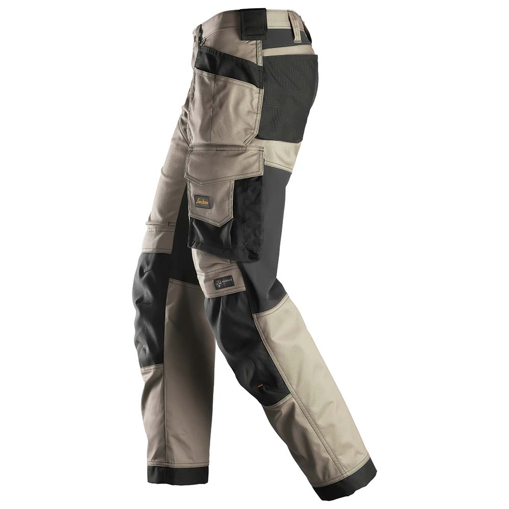 Snickers U6251 AllroundWork Stretch Loose Fit Work Pants + Holster Pockets (Khaki/Black)
