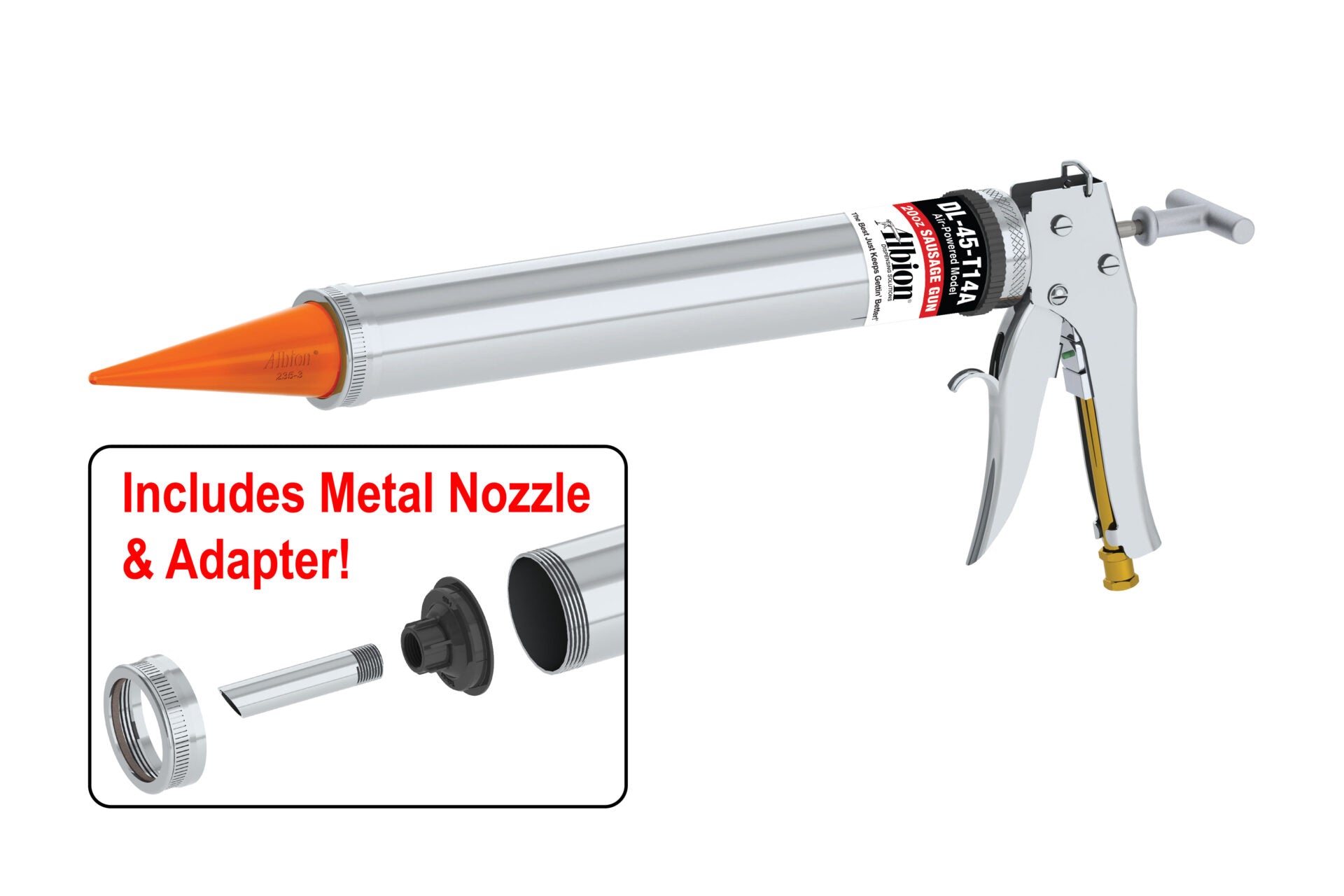 20oz Core Air-Powered Sausage Gun w/ Orange Cone Nozzles