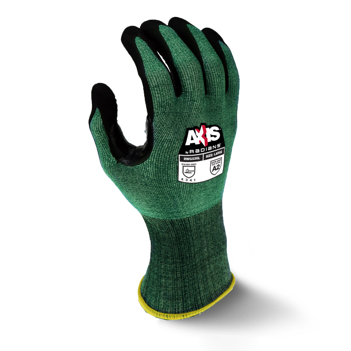 Guantes Axis Cut 2 - Carcasa de HPPE verde con puntos de PVC
